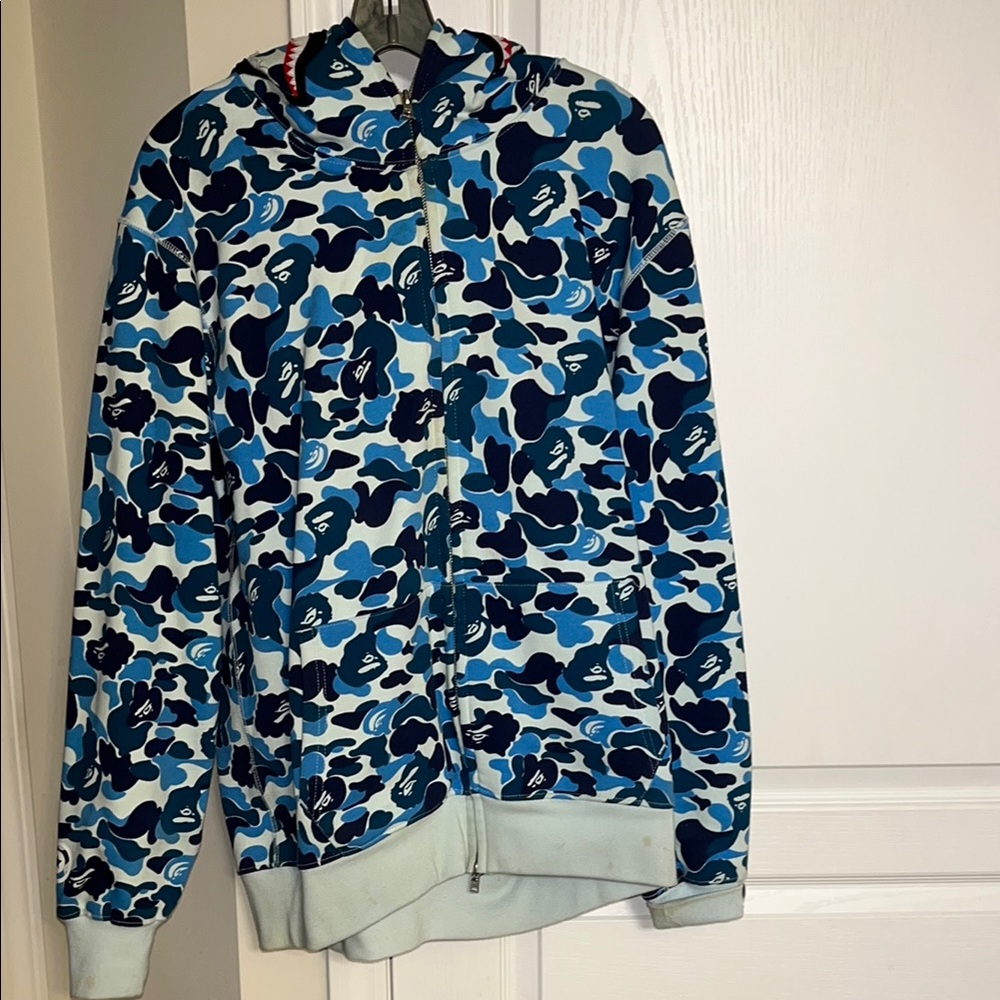 A Bathing Apr Blue Camouflage Shark Hoodie
